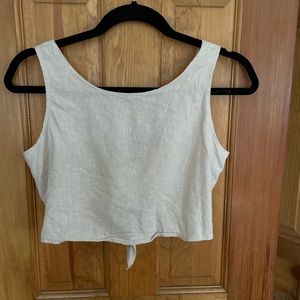 Urban Renewal by Urban Outfitters tan linen set.